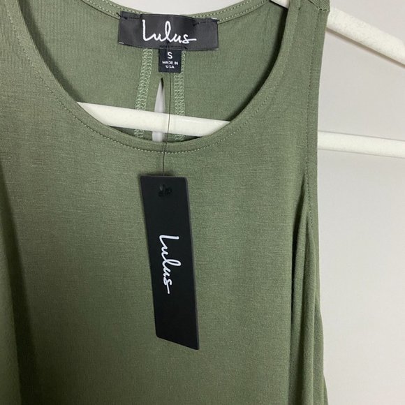 Lulus Olive Green Swing Mini Dress Womens Small Sleeveless Summer Flirty Jersey - Picture 3 of 9